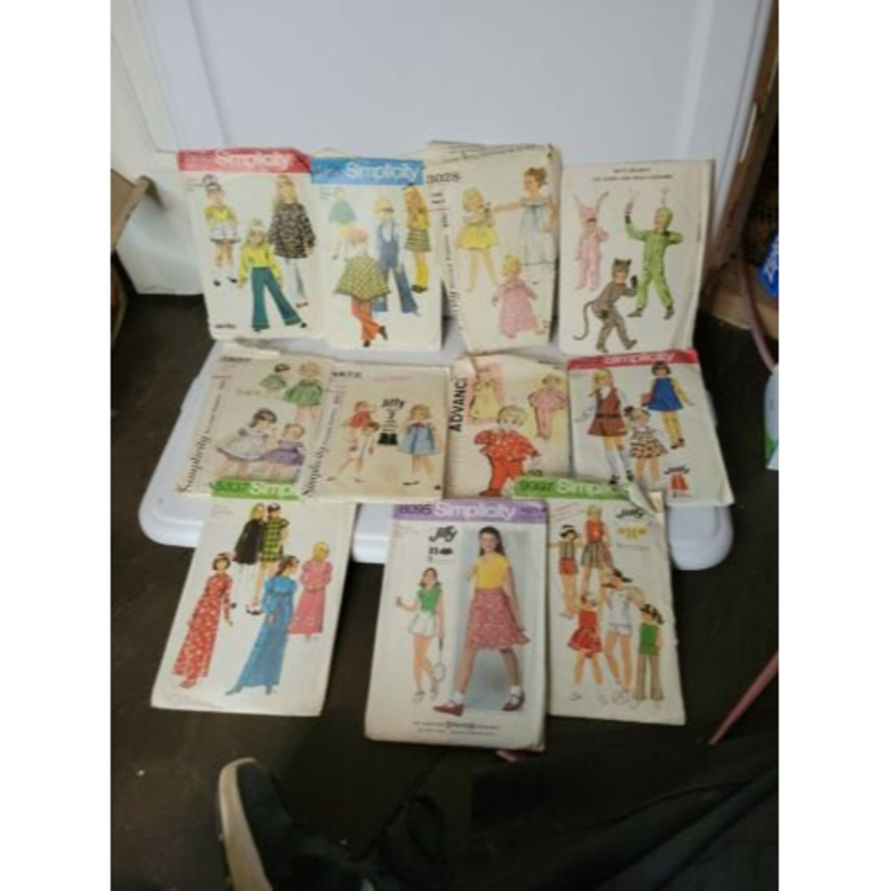 Lot Of 11 Vintage Toddler, Kids Patterns- Simplicity- Sizes 1-10, 1960s & 1970s